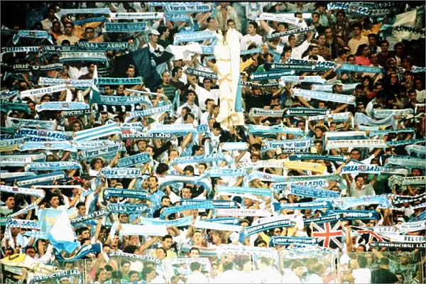 View showing a large section of Lazio Supporters, Paul Gascoignes new club in Italy