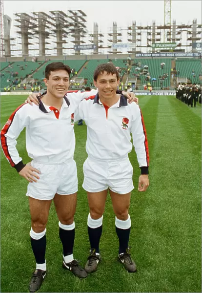 Tony and Rory Underwood pose for the cameras befire the start of Englands test match