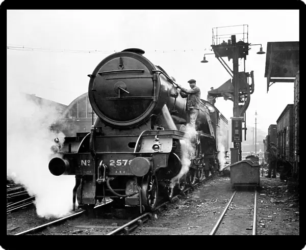 The LNER steam locomotive Bayardo seen here using the new electric coaling installation