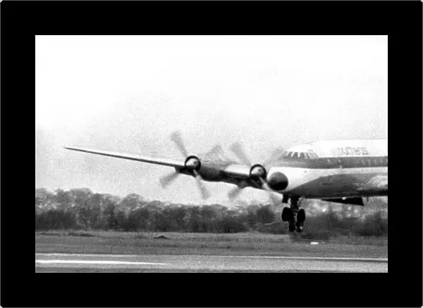 Touchdown for the last time for Northeasts former BOAC Bristol Britannia 102 G-ANBK