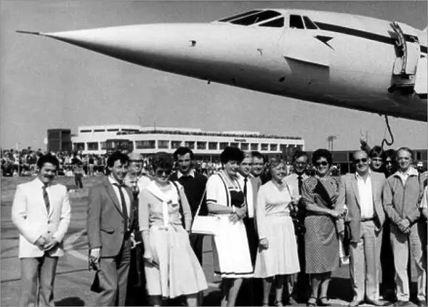 Happy passengers about to board the British Airways Concorde airliner  /  aircraft at