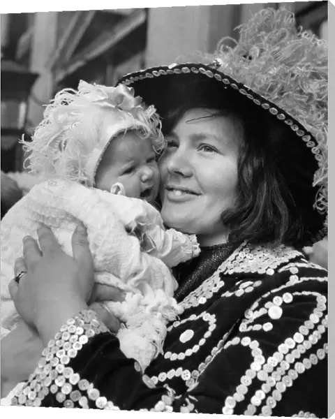 Baby Kim O Shea 2 months old, one of a long line of Pearly Kings