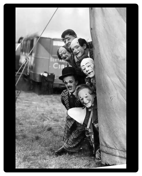 Clowns at the Bertram Mills circus whilst visiting Manchester 23rd September 1952