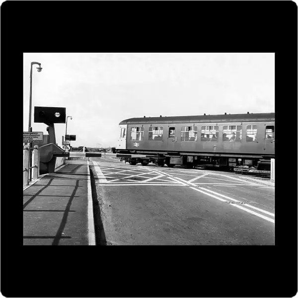 One of the new modified super safety level crossings at East Boldon on 29th July 1970