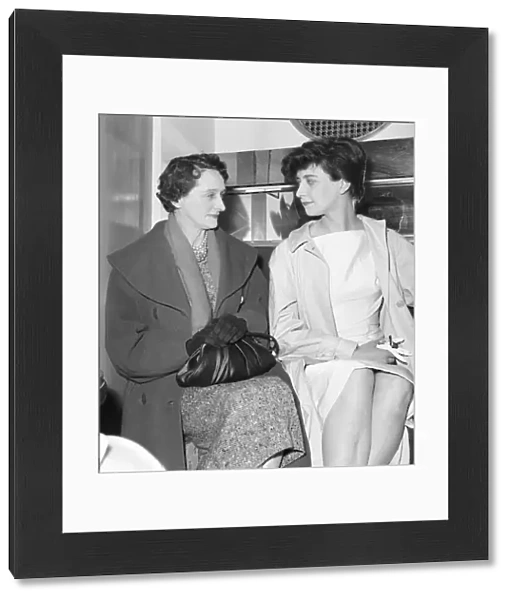 English playwright Shelagh Delaney with her mother on the first night of her play '