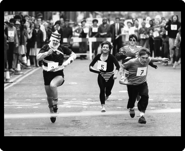 Sandwell Mail Pancake Race in west Bromwich High Street