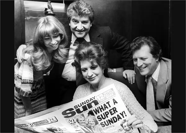 Among the first to get a sneak preview of the new look Sunday Sun were four famous faces