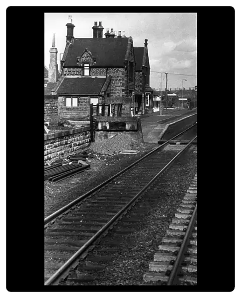 A general view of Acklington Railway Station in Northumberland on 1st March 1976