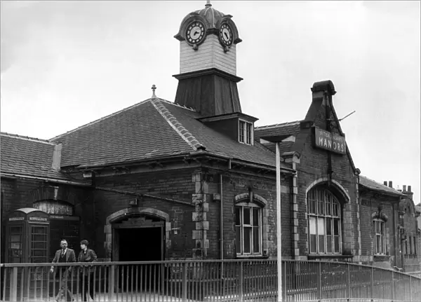 The exterior of Manors Railway Station in Newcastle on 16th April 1980