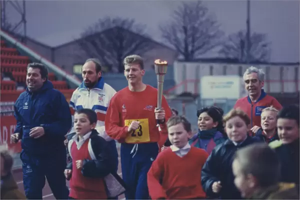 Athlete Steve Cram Steve Cram carrying a torch for Children in Need