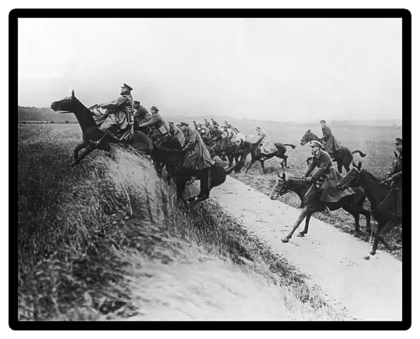 Belgian cavalry seen here in training at the cavalry instruction camp at Campagne 25th