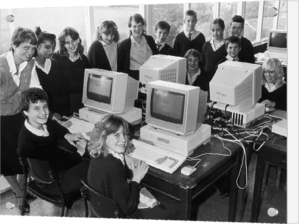 Teachers and pupils try out the new computers in Bilton High Schools IT classroom