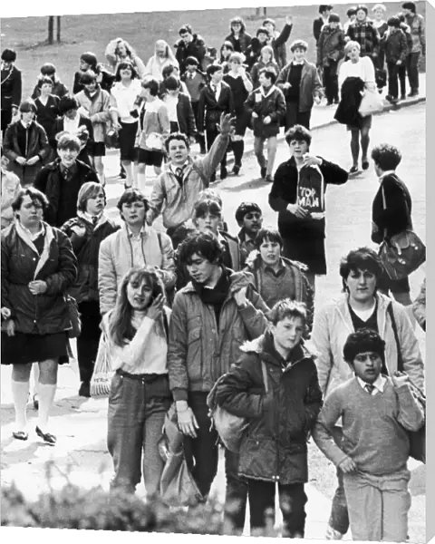 Pupils seen here leaving Whitley Abbey School, Coventry at the end of the academic day