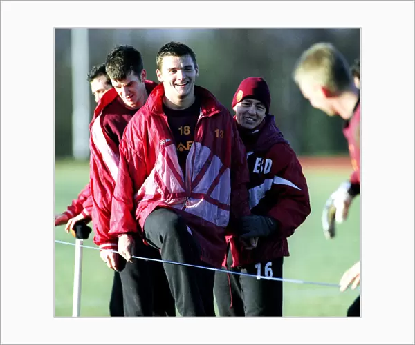 Motherwell footballer Lee McCulloch pictured during a training session watched by Billy