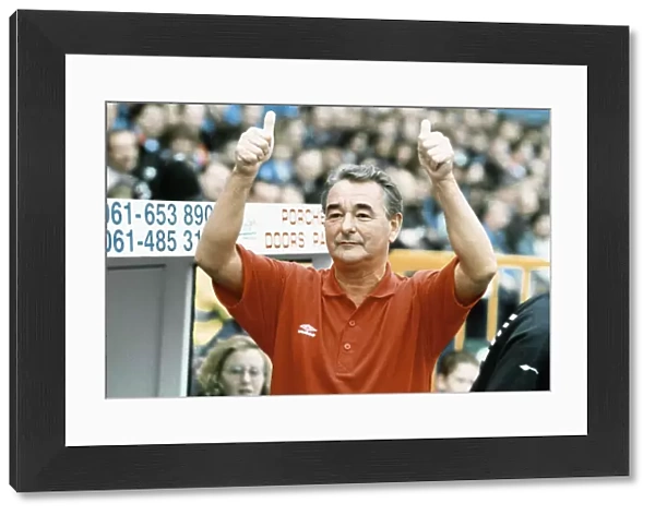 Nottingham Forest manager Brian Clough gives the thumbs up sign the crowd August 1992