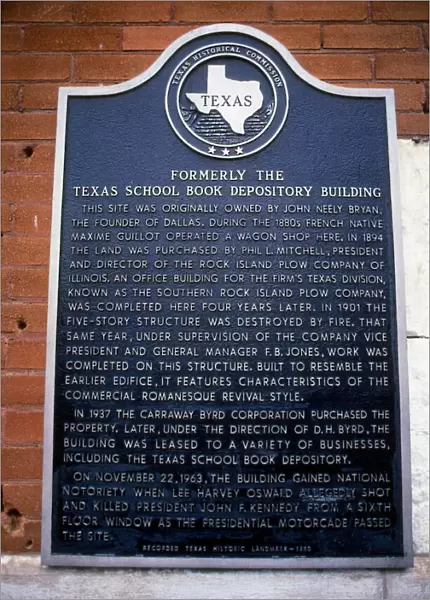 Texas book depository building in Dallas, Texas, from where US President John F Kennedy