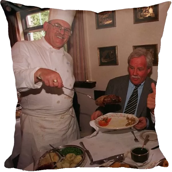 Chef John Smith at Brooklands restaurant serves Barnsley chops to Cricket test umpire
