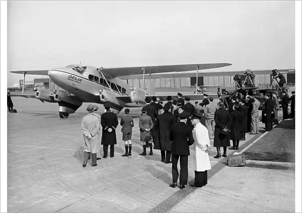Imperial Airways De Havilland DH86A Rapide G-ACWC Delia seen here arriving at Croydon