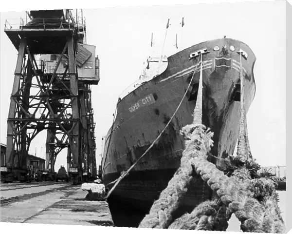 The cargo ship Silver City seen here berthed at Teesside. 24th April 1980