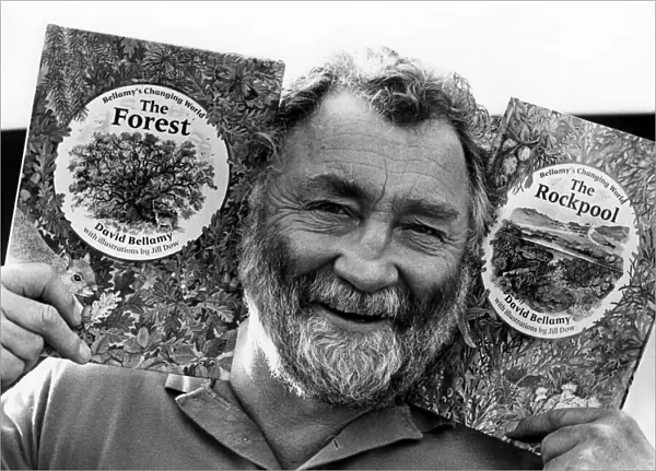 Televison presenter and conservationist Dr David Bellamy with two of his books