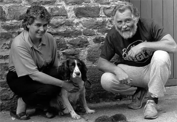 TV naturalist David Bellamy (right) with Judith Foster and her dog Lady on 30th September