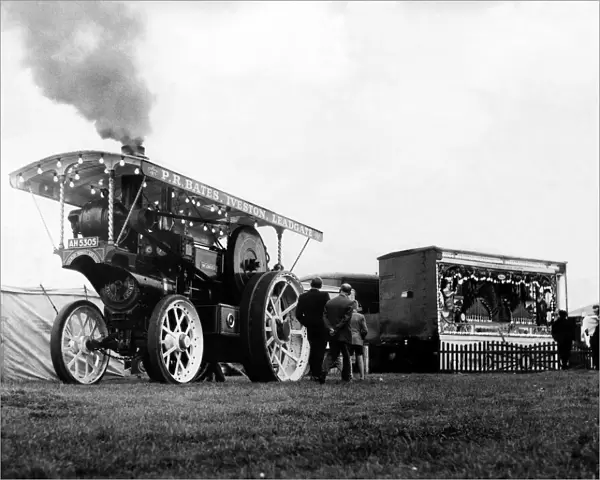 The traction engine Dreadnaught being use to power a fairground organ on 10th June 1966