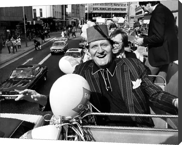 Comedian Tommy Cooper made an opened topped bus trip around the streets of Newcastle