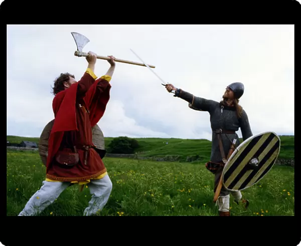 Vikings at Lindisfarne Island on 17th June 1993. Vik Sigurd (Kevin Orchard