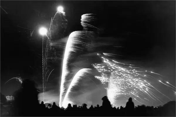 Public display of fireworks at Walton Hall Park. 5th November 1988