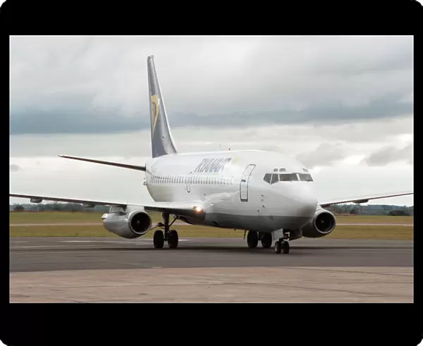The first Dublin to Teesside flight operated by Ryanair taxis to the apron at Teesside
