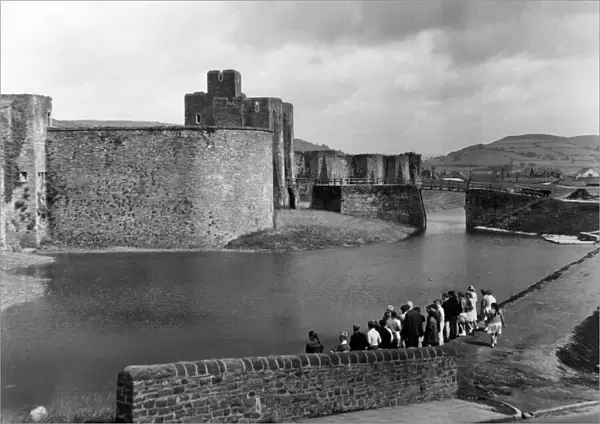 Caerphilly Castle, a medieval fortification in Caerphilly in South Wales. 21st June 1962