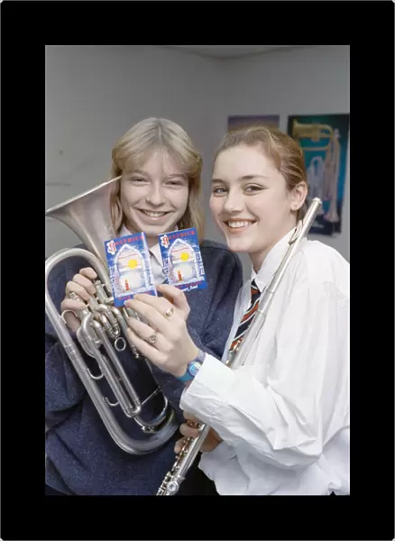 Members of Rastrick High School Concert Band with their cassette recordings