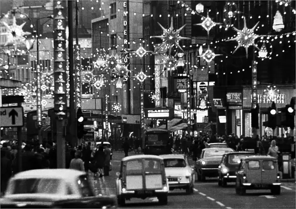 Christmas lights illuminated a busy Church Street, Liverpool