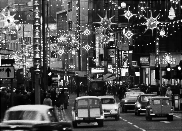 Christmas lights illuminated a busy Church Street, Liverpool