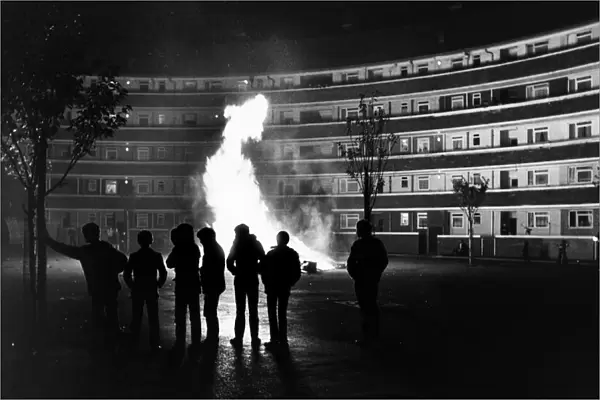 Local residents of St Andrews Garden (The Bullring) seen here watching the bonfire