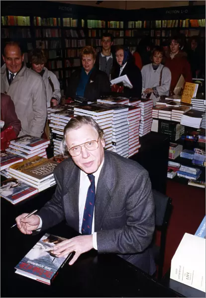 David Attenborough signs his book The Trials of Life on 1st November 1991