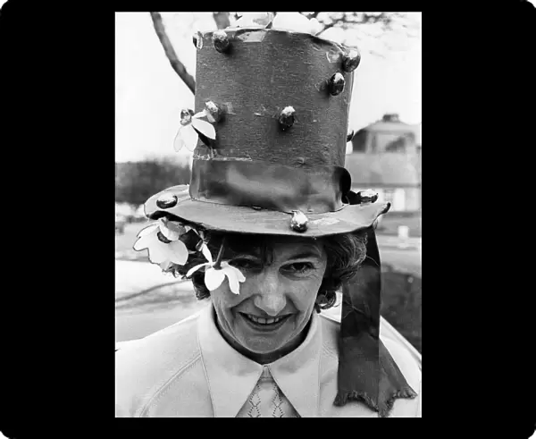 Betty Wyatt wearing Easter Bonnet, 20th April 1976