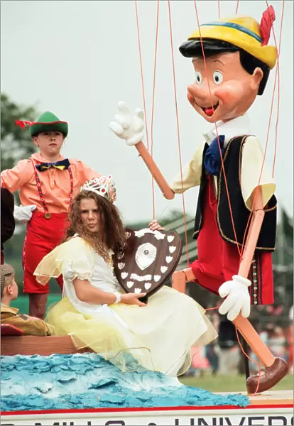 The British Steel Gala - A wave to the crowd from float winers Pinocchio. 2nd July 1994