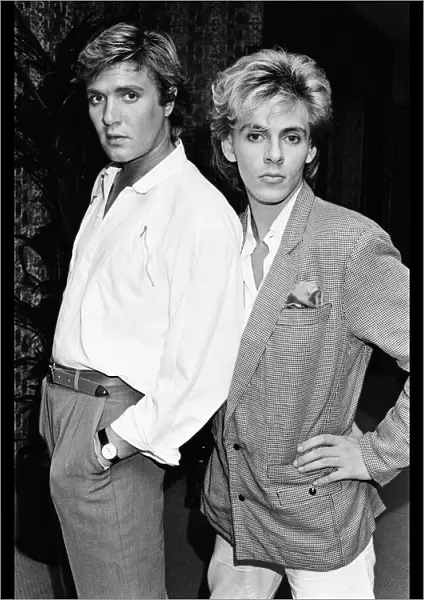 Simon Le Bon (left) & Nick Rhodes (right) from music group Duran Duran, 20th July 1983