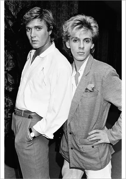 Simon Le Bon (left) & Nick Rhodes (right) from music group Duran Duran, 20th July 1983
