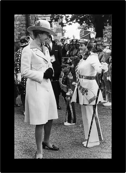 The Princess Royal meets Drum Majorette Sylvia Moran, of the Washington Grey
