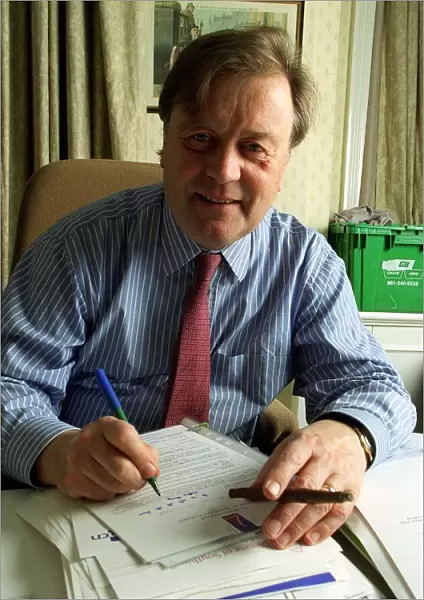 Kenneth Clarke 21st December 1998 working in his parliamentary office