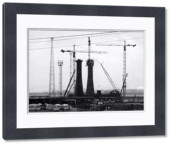 ABLE UK. Twin concrete legs rise out of the ground near Hartlepool nuclear power station