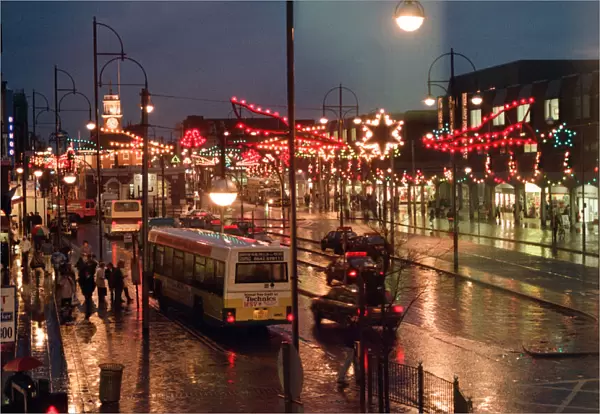 Stockton High Street christmas lights. Teesside, 7th December 1994