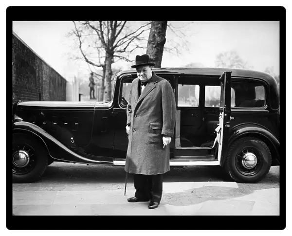 First Lord of the Admiralty Winston Churchill arriving at Number 10 Downing Street for a