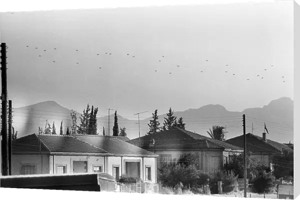 Parachute drops during the Turkish invasion of Cyprus. 22nd July 1974