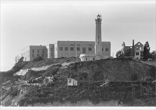 Alcatraz Island and prison in San Francisco Bay. September 1979 The prison was