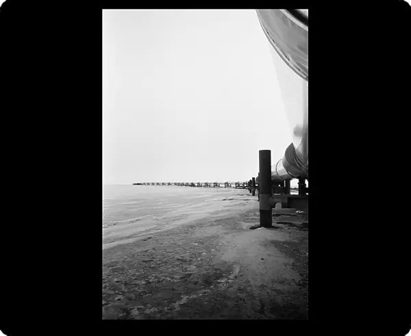 The Trans Alaska pipeline at pumping station one, Prudhoe Bay December 1977