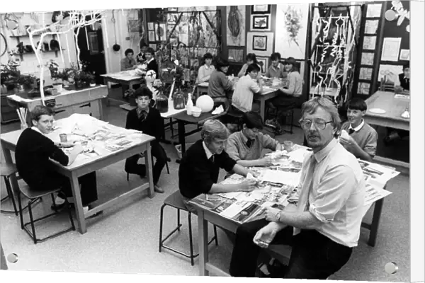 Head of art, Mr Eddie Snaith at Rye Hills School, Redcar. 13th July 1983