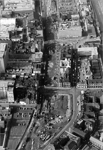 Aerial view showing where Middlesbroughs Royal Exchange buildings once were